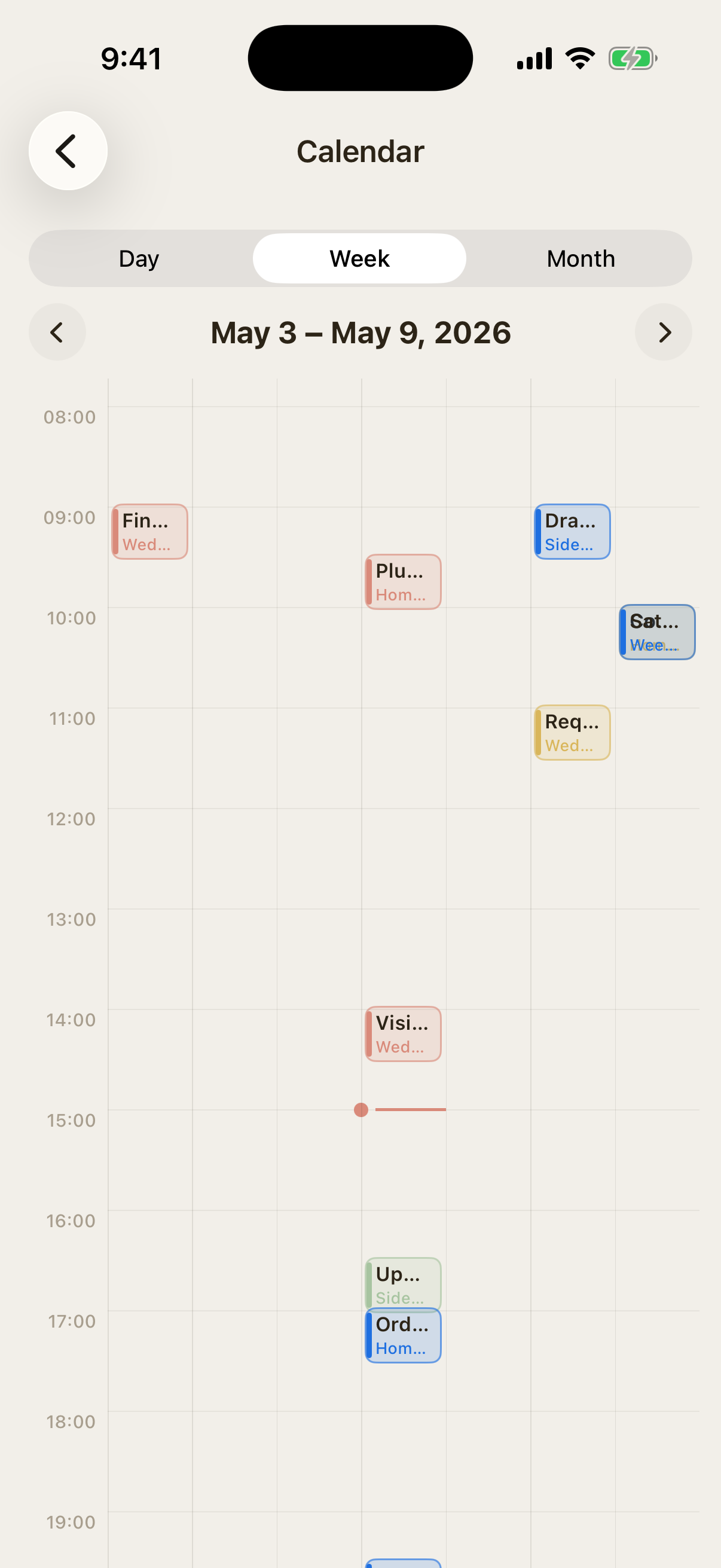 FluentTasks calendar week view